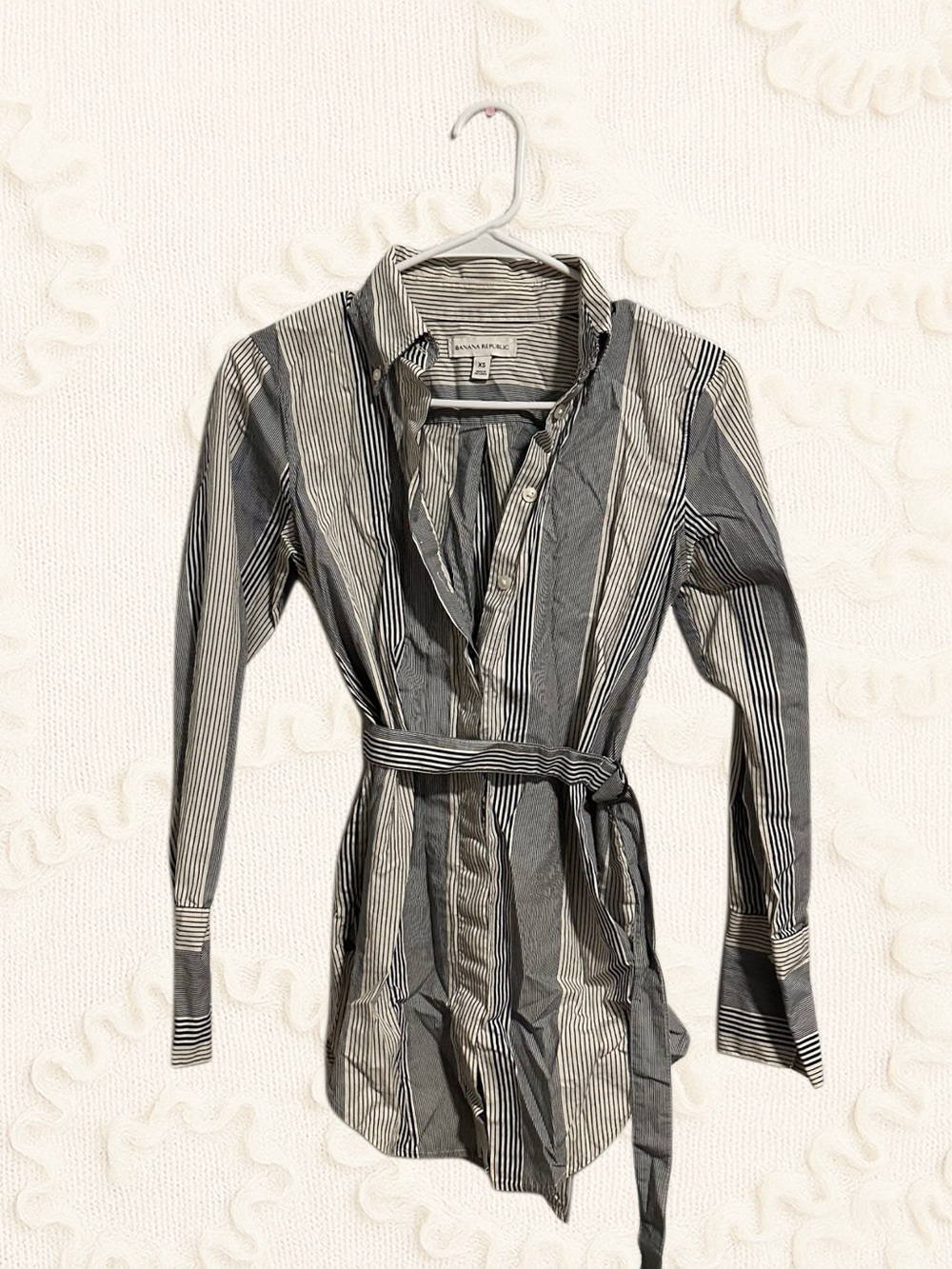 Banana Republic Striped Wrap Blouse Gray & White Size XS